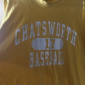 Men's vintage Chatsworth Baseball 17  Shirt XL Yellow Some Wear